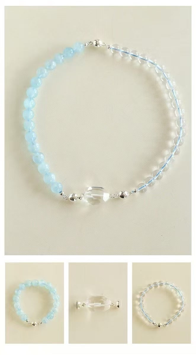 White Crystal & Aquamarine Necklace